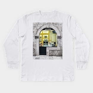 Shop Window on the Stradun, Dubrovnik Kids Long Sleeve T-Shirt